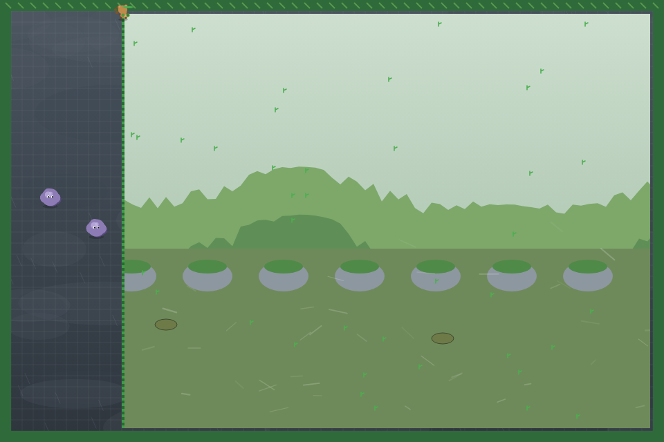 Tansy draws a quick vine up the right while the Twin Squalls orbit together on the left.